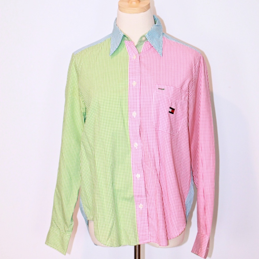 Tommy Hilfiger Multi-Colored Gingham Button Down … - image 1